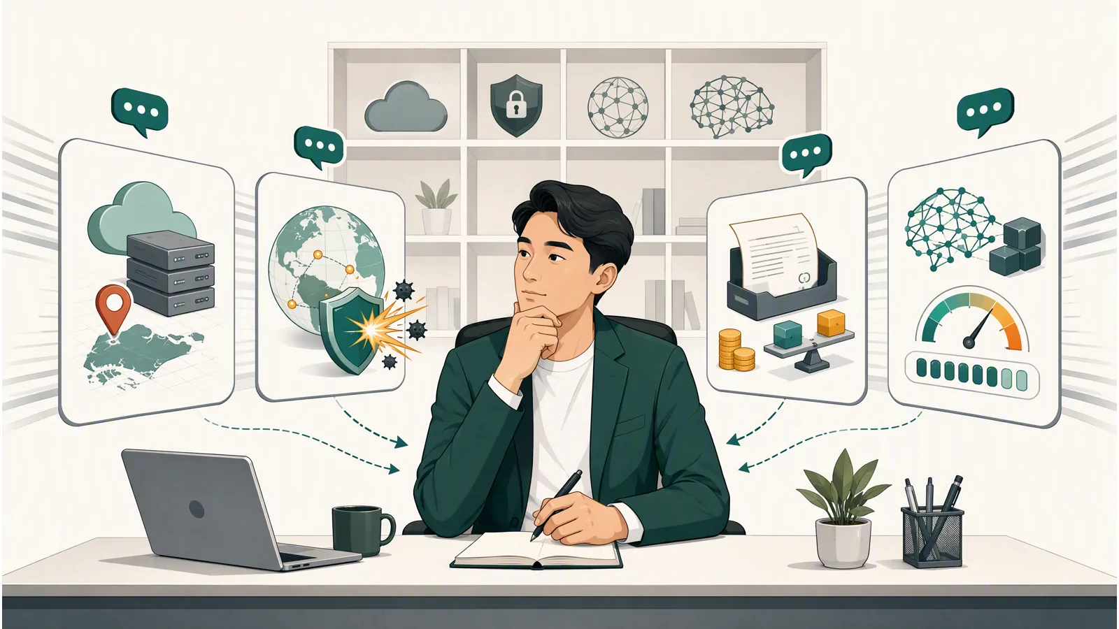 A multi-cloud channel sales specialist sorting cloud-account, security-incident, channel-pricing, and AI API-capacity requests into separate review paths
